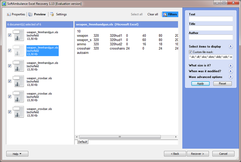 SoftAmbulance Excel Recovery Screenshot